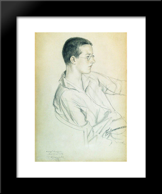 Portrait Of Composer Dmitri Shostakovich (In Adolescence) 20x24 Black Modern Wood Framed Art Print Poster by Kustodiev, Boris