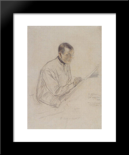 Portrait Of D.S. Stelletsky At Work 20x24 Black Modern Wood Framed Art Print Poster by Kustodiev, Boris