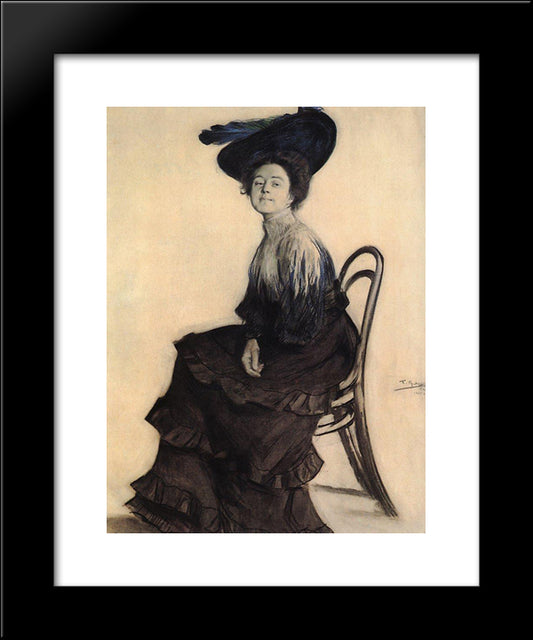 Portrait Of E.A. Polevitskaya 20x24 Black Modern Wood Framed Art Print Poster by Kustodiev, Boris
