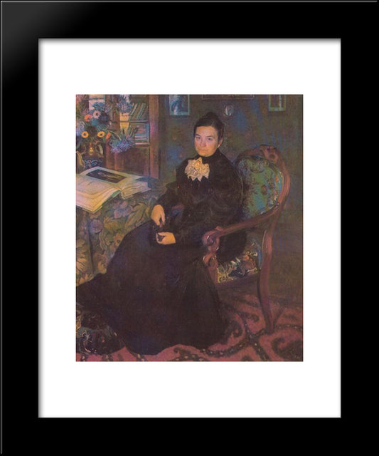 Portrait Of E.Kustodieva, Artist'S Mother 20x24 Black Modern Wood Framed Art Print Poster by Kustodiev, Boris