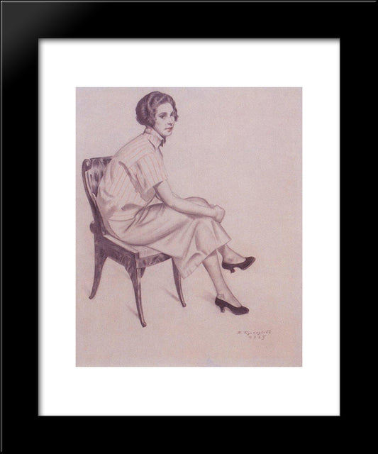 Portrait Of Evdokimova 20x24 Black Modern Wood Framed Art Print Poster by Kustodiev, Boris