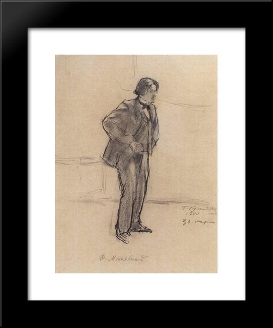 Portrait Of F.A. Malyavin 20x24 Black Modern Wood Framed Art Print Poster by Kustodiev, Boris