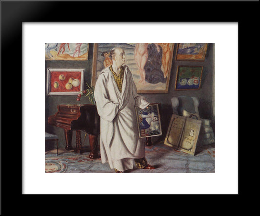 Portrait Of F.F. Notgaft (Collector) 20x24 Black Modern Wood Framed Art Print Poster by Kustodiev, Boris
