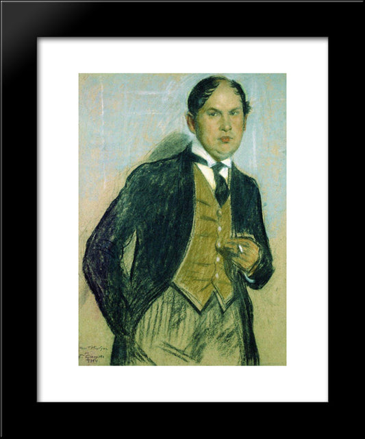 Portrait Of G. Narbut 20x24 Black Modern Wood Framed Art Print Poster by Kustodiev, Boris