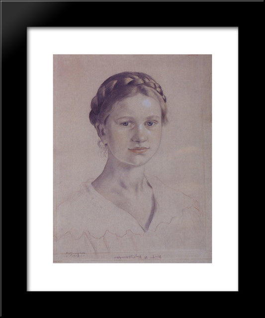 Portrait Of I.B. Kustodieva, Daughter Of The Artist 20x24 Black Modern Wood Framed Art Print Poster by Kustodiev, Boris