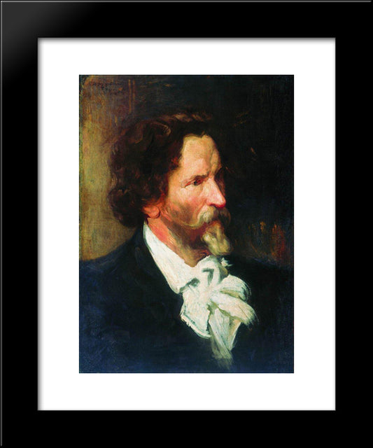 Portrait Of Ilja Repin 20x24 Black Modern Wood Framed Art Print Poster by Kustodiev, Boris