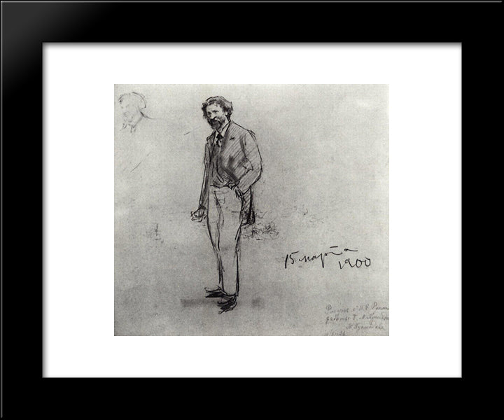 Portrait Of Ilya Repin 20x24 Black Modern Wood Framed Art Print Poster by Kustodiev, Boris