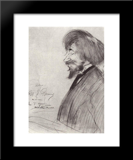 Portrait Of Ilya Repin 20x24 Black Modern Wood Framed Art Print Poster by Kustodiev, Boris