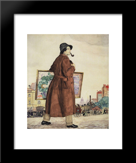 Portrait Of Isaak Brodsky 20x24 Black Modern Wood Framed Art Print Poster by Kustodiev, Boris