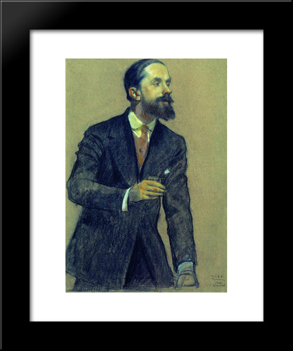 Portrait Of Ivan Bilibin 20x24 Black Modern Wood Framed Art Print Poster by Kustodiev, Boris