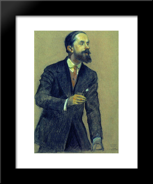 Portrait Of Ivan Bilibin 20x24 Black Modern Wood Framed Art Print Poster by Kustodiev, Boris