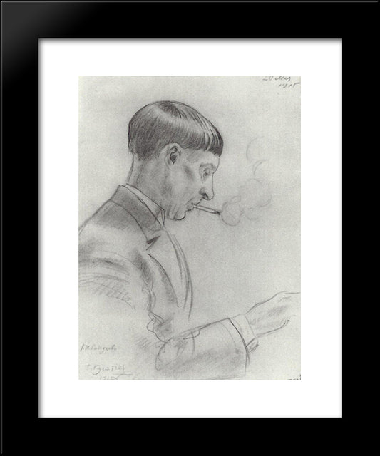 Portrait Of K.N. Sapunov 20x24 Black Modern Wood Framed Art Print Poster by Kustodiev, Boris