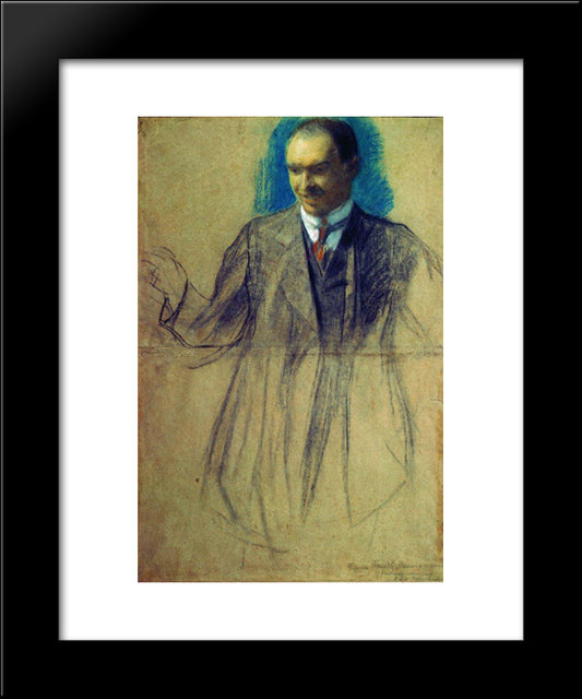 Portrait Of K.S. Petrov-Vodkin 20x24 Black Modern Wood Framed Art Print Poster by Kustodiev, Boris