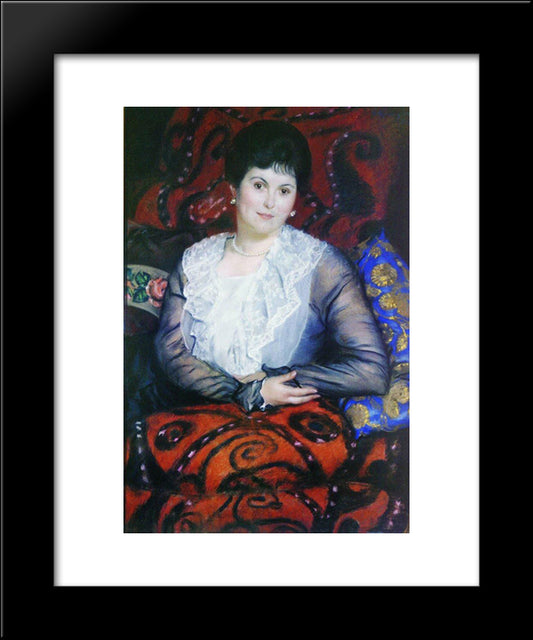 Portrait Of Lyubov Borgman 20x24 Black Modern Wood Framed Art Print Poster by Kustodiev, Boris