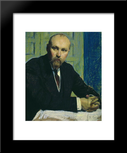 Portrait Of Nikolay Rerich 20x24 Black Modern Wood Framed Art Print Poster by Kustodiev, Boris