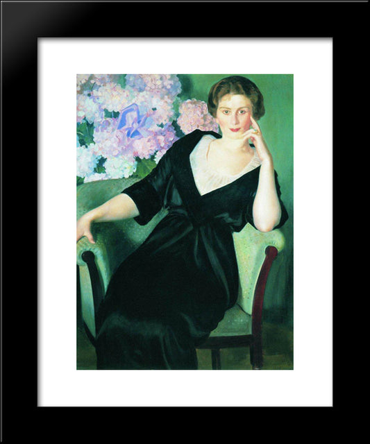 Portrait Of Rene Ivanovna Notgaft 20x24 Black Modern Wood Framed Art Print Poster by Kustodiev, Boris