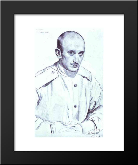 Portrait Of The Artist Georgi Vereisky 20x24 Black Modern Wood Framed Art Print Poster by Kustodiev, Boris