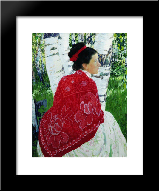 Portrait Of The Artist'S Wife 20x24 Black Modern Wood Framed Art Print Poster by Kustodiev, Boris