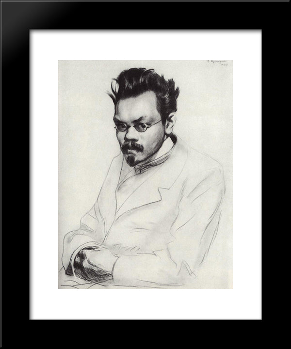 Portrait Of The Writer A.M. Remizov 20x24 Black Modern Wood Framed Art Print Poster by Kustodiev, Boris