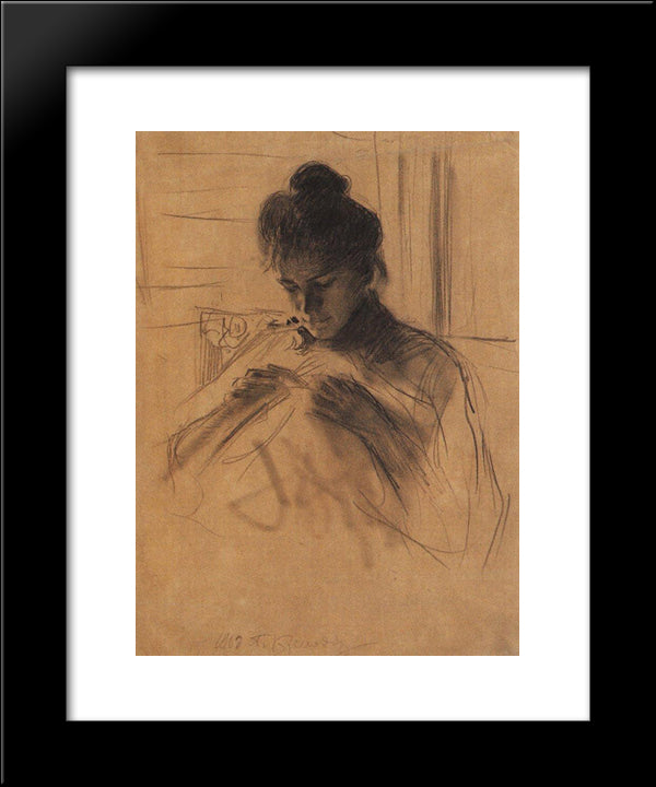 Portrait Of Y.E. Kustodieva 20x24 Black Modern Wood Framed Art Print Poster by Kustodiev, Boris
