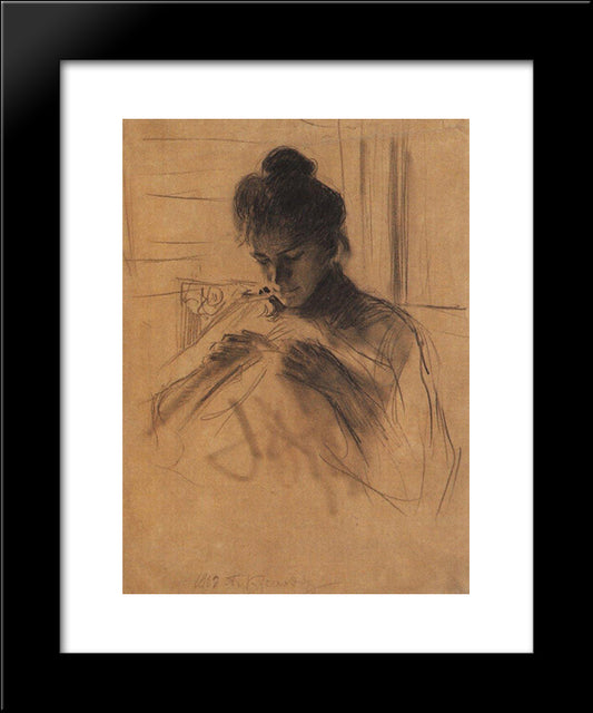 Portrait Of Y.E. Kustodieva 20x24 Black Modern Wood Framed Art Print Poster by Kustodiev, Boris