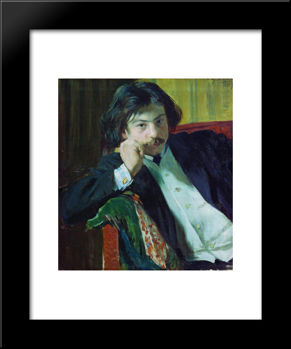 Portrait Of Y.I. Lavrin 20x24 Black Modern Wood Framed Art Print Poster by Kustodiev, Boris
