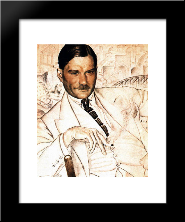 Portrait Of Yevgeny Zamyatin 20x24 Black Modern Wood Framed Art Print Poster by Kustodiev, Boris