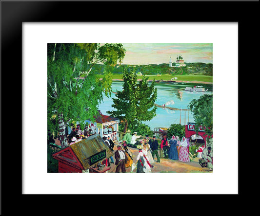 Promenade Along The Volga 20x24 Black Modern Wood Framed Art Print Poster by Kustodiev, Boris