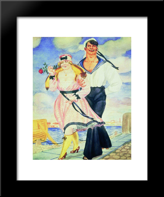 Sailor And His Girl 20x24 Black Modern Wood Framed Art Print Poster by Kustodiev, Boris