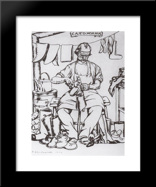 Shoemaker 20x24 Black Modern Wood Framed Art Print Poster by Kustodiev, Boris