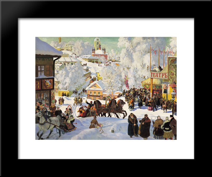 Shrove-Tide 20x24 Black Modern Wood Framed Art Print Poster by Kustodiev, Boris