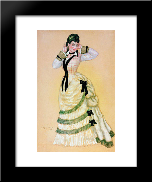 Sketch Of Kupavina For Ostrovsky'S Play Wolves And Sheep 20x24 Black Modern Wood Framed Art Print Poster by Kustodiev, Boris