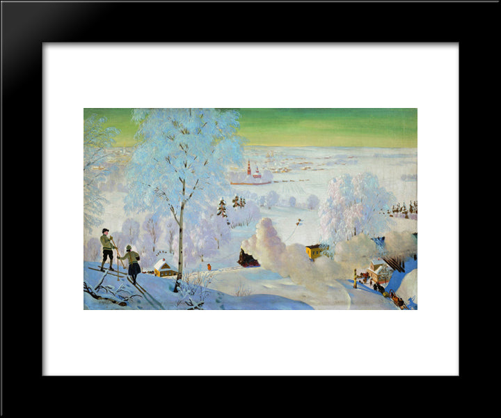 Skiers 20x24 Black Modern Wood Framed Art Print Poster by Kustodiev, Boris