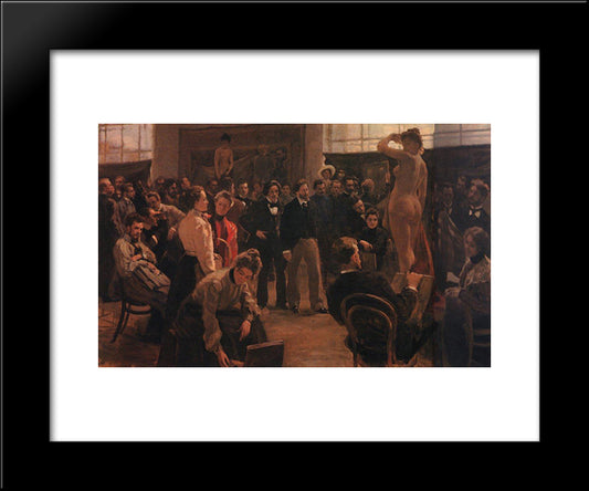 Statement Of The Model In The Studio Of Ilya Repin Academy Of Arts 20x24 Black Modern Wood Framed Art Print Poster by Kustodiev, Boris