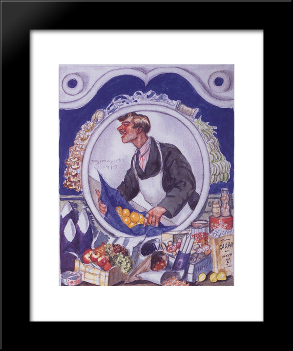 Steward 20x24 Black Modern Wood Framed Art Print Poster by Kustodiev, Boris