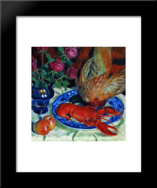 Still Life With Pheasant 20x24 Black Modern Wood Framed Art Print Poster by Kustodiev, Boris