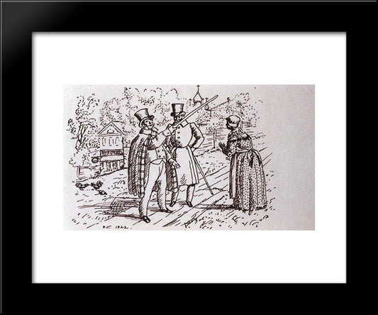 Talking On The Street (Lords In The Street Outside The House Patcher) 20x24 Black Modern Wood Framed Art Print Poster by Kustodiev, Boris