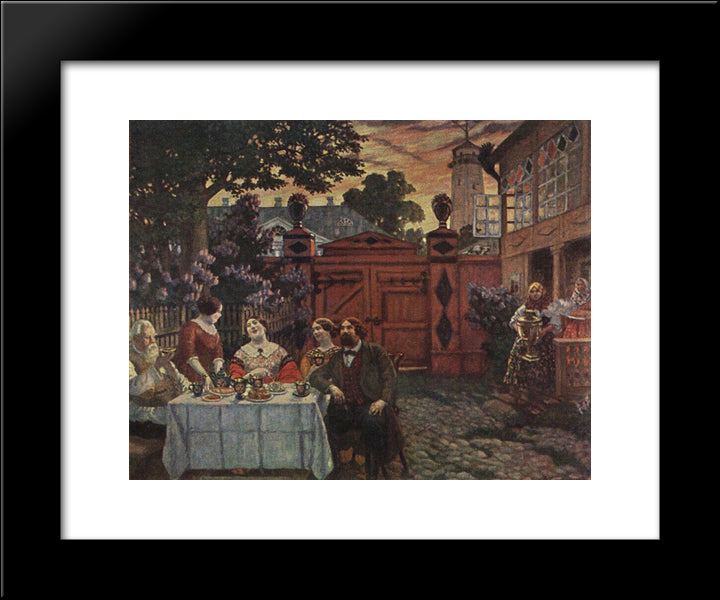 Teatime 20x24 Black Modern Wood Framed Art Print Poster by Kustodiev, Boris