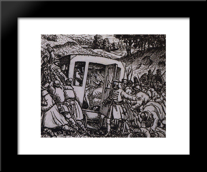 The Attack On The Wedding Carriage 20x24 Black Modern Wood Framed Art Print Poster by Kustodiev, Boris