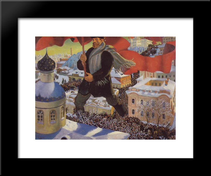 The Bolshevik 20x24 Black Modern Wood Framed Art Print Poster by Kustodiev, Boris