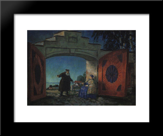 The Gate Of House Kabanovs 20x24 Black Modern Wood Framed Art Print Poster by Kustodiev, Boris