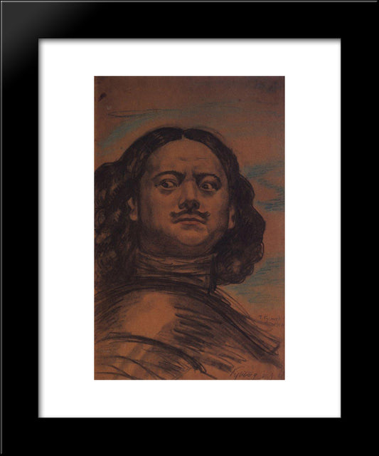 The Head Of Peter The Great 20x24 Black Modern Wood Framed Art Print Poster by Kustodiev, Boris