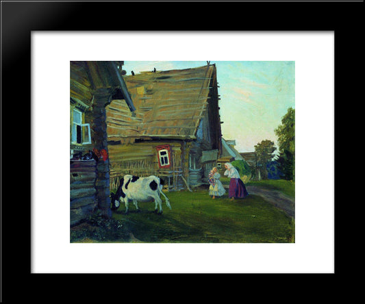 The Hut. Kostroma Province 20x24 Black Modern Wood Framed Art Print Poster by Kustodiev, Boris