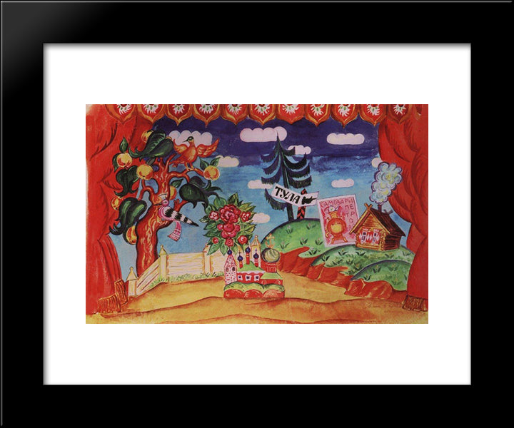 Tula. Stage Design For E. Zamyatin'S Play, 'The Flea' 20x24 Black Modern Wood Framed Art Print Poster by Kustodiev, Boris