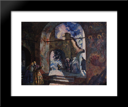 Under The Arches Of The Old Church 20x24 Black Modern Wood Framed Art Print Poster by Kustodiev, Boris