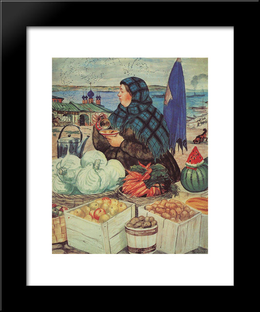 Vegetables Merchant 20x24 Black Modern Wood Framed Art Print Poster by Kustodiev, Boris