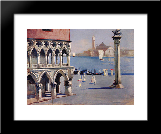 Venice. Quay Grand Canal With Views Of The Island Of San Giorgio 20x24 Black Modern Wood Framed Art Print Poster by Kustodiev, Boris