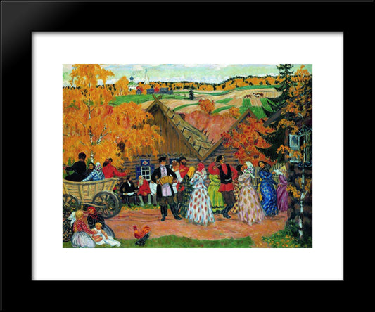 Village Holiday (Autumn Holiday In The Village) 20x24 Black Modern Wood Framed Art Print Poster by Kustodiev, Boris