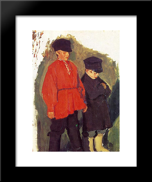 Village Boys 20x24 Black Modern Wood Framed Art Print Poster by Kustodiev, Boris