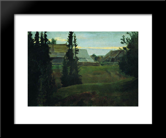 Village Maureeno, Kostroma 20x24 Black Modern Wood Framed Art Print Poster by Kustodiev, Boris